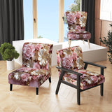 Tender White And Light Pink Liquid Flower Art - Upholstered Modern Accent Chairs
