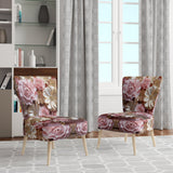 Tender White And Light Pink Liquid Flower Art - Upholstered Modern Accent Chairs