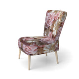 Tender White And Light Pink Liquid Flower Art - Upholstered Modern Accent Chairs