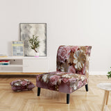 Tender White And Light Pink Liquid Flower Art - Upholstered Modern Accent Chairs