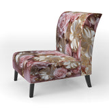 Tender White And Light Pink Liquid Flower Art - Upholstered Modern Accent Chairs