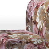 Tender White And Light Pink Liquid Flower Art - Upholstered Modern Accent Chairs