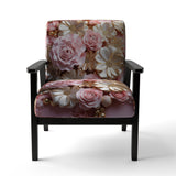 Tender White And Light Pink Liquid Flower Art - Upholstered Modern Accent Chairs