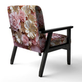 Tender White And Light Pink Liquid Flower Art - Upholstered Modern Accent Chairs