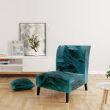 Wave Expressions In Turquoise - Modern Accent Slipper Chair