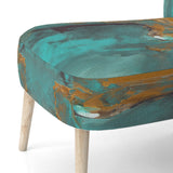 Becoming the Ocean Sun Abstract Teal And Gold - Upholstered Modern Accent Chairs