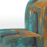 Becoming the Ocean Sun Abstract Teal And Gold - Upholstered Modern Accent Chairs