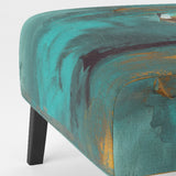 Becoming the Ocean Sun Abstract Teal And Gold - Upholstered Modern Accent Chairs