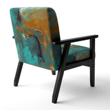 Becoming the Ocean Sun Abstract Teal And Gold - Upholstered Modern Accent Chairs
