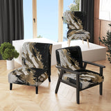 Organic Bliss Minimal Abstract Gold And Black - Modern Arm Chair