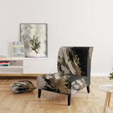 Organic Bliss Minimal Abstract Gold And Black - Modern Arm Chair