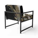Organic Bliss Minimal Abstract Gold And Black - Modern Arm Chair