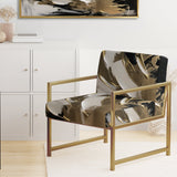 Organic Bliss Minimal Abstract Gold And Black - Modern Arm Chair