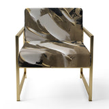 Organic Bliss Minimal Abstract Gold And Black - Modern Arm Chair
