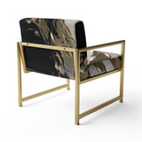 Organic Bliss Minimal Abstract Gold And Black - Modern Arm Chair