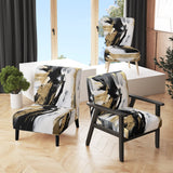 Organic Bliss Minimalism Gold And Black Painting - Modern Accent Slipper Chair