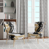 Organic Bliss Minimalism Gold And Black Painting - Modern Accent Slipper Chair