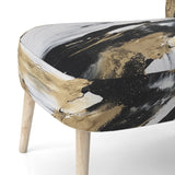 Organic Bliss Minimalism Gold And Black Painting - Modern Accent Slipper Chair