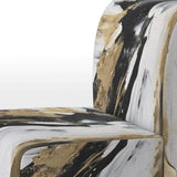 Organic Bliss Minimalism Gold And Black Painting - Modern Accent Slipper Chair