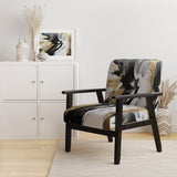 Organic Bliss Minimalism Gold And Black Painting - Modern Accent Slipper Chair