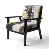 Organic Bliss Minimalism Gold And Black Painting - Modern Accent Slipper Chair
