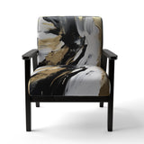 Organic Bliss Minimalism Gold And Black Painting - Modern Accent Slipper Chair