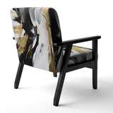 Organic Bliss Minimalism Gold And Black Painting - Modern Accent Slipper Chair
