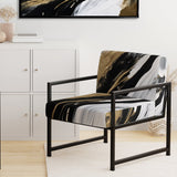 Organic Bliss Minimalism Gold And Black Painting - Modern Accent Slipper Chair