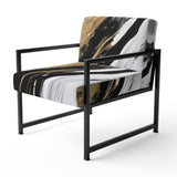 Organic Bliss Minimalism Gold And Black Painting - Modern Accent Slipper Chair