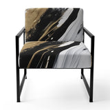 Organic Bliss Minimalism Gold And Black Painting - Modern Accent Slipper Chair