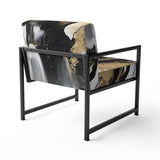 Organic Bliss Minimalism Gold And Black Painting - Modern Accent Slipper Chair