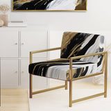 Organic Bliss Minimalism Gold And Black Painting - Modern Accent Slipper Chair