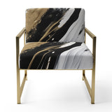Organic Bliss Minimalism Gold And Black Painting - Modern Accent Slipper Chair