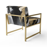 Organic Bliss Minimalism Gold And Black Painting - Modern Accent Slipper Chair