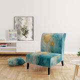 Teal Circular Sensitivity Retro Gold Watercolor - Modern Arm Chair