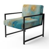 Teal Circular Sensitivity Retro Gold Watercolor - Modern Arm Chair