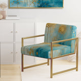 Teal Circular Sensitivity Retro Gold Watercolor - Modern Arm Chair