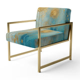 Teal Circular Sensitivity Retro Gold Watercolor - Modern Arm Chair