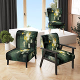 Sudden Serenity Abstract Retro Emerald And Gold - Upholstered Modern Accent Chairs