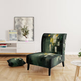 Sudden Serenity Abstract Retro Emerald And Gold - Upholstered Modern Accent Chairs