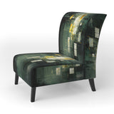 Sudden Serenity Abstract Retro Emerald And Gold - Upholstered Modern Accent Chairs