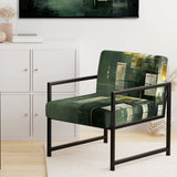 Sudden Serenity Abstract Retro Emerald And Gold - Upholstered Modern Accent Chairs