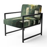 Sudden Serenity Abstract Retro Emerald And Gold - Upholstered Modern Accent Chairs