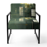 Sudden Serenity Abstract Retro Emerald And Gold - Upholstered Modern Accent Chairs