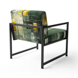 Sudden Serenity Abstract Retro Emerald And Gold - Upholstered Modern Accent Chairs