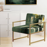 Sudden Serenity Abstract Retro Emerald And Gold - Upholstered Modern Accent Chairs