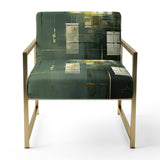 Sudden Serenity Abstract Retro Emerald And Gold - Upholstered Modern Accent Chairs
