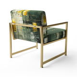 Sudden Serenity Abstract Retro Emerald And Gold - Upholstered Modern Accent Chairs