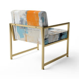 Dialogue With Minimalism Serene Blue Abstract - Upholstered Modern Accent Chairs