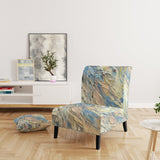 Summer Memories Abstract In White And Blue - Upholstered Modern Accent Chairs